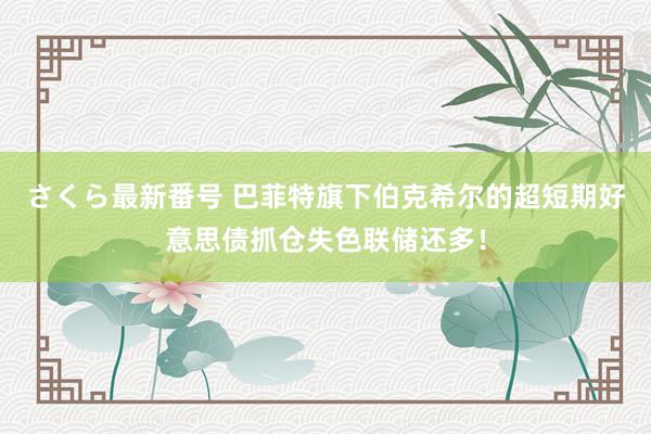 さくら最新番号 巴菲特旗下伯克希尔的超短期好意思债抓仓失色联储还多！