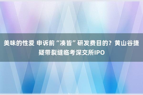 美味的性爱 申诉前“凑皆”研发费目的？黄山谷捷疑带裂缝临考深交所IPO