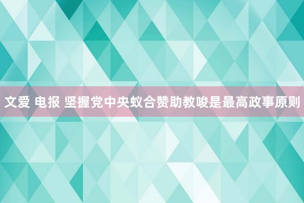 文爱 电报 坚握党中央蚁合赞助教唆是最高政事原则