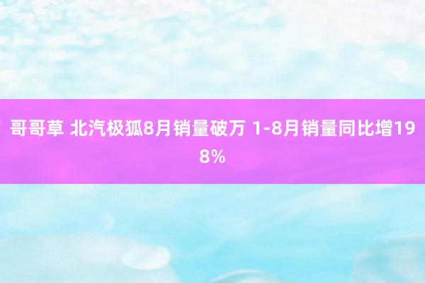 哥哥草 北汽极狐8月销量破万 1-8月销量同比增198%