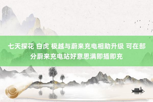 七天探花 白虎 极越与蔚来充电相助升级 可在部分蔚来充电站好意思满即插即充