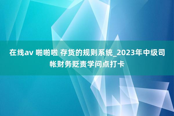 在线av 啪啪啦 存货的规则系统_2023年中级司帐财务贬责学问点打卡