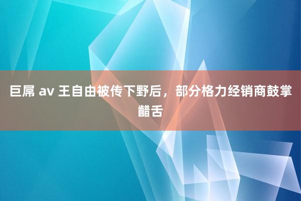 巨屌 av 王自由被传下野后，部分格力经销商鼓掌齰舌