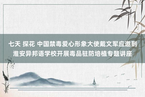 七天 探花 中国禁毒爱心形象大使戴文军应邀到淮安异邦语学校开展毒品驻防培植专题讲座